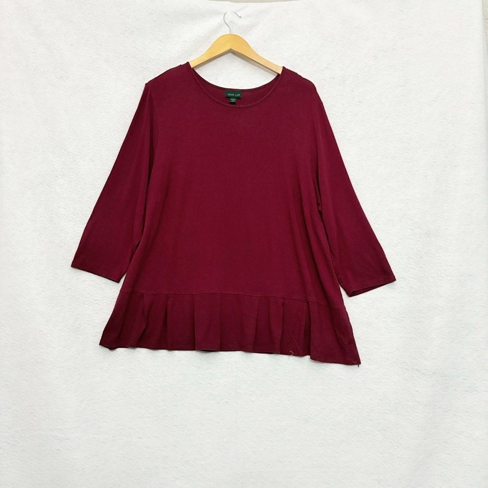 J‎ Jill Wearever Tunic Top Burgundy Size 2X Casual Ruffle Hem Layers Normcore